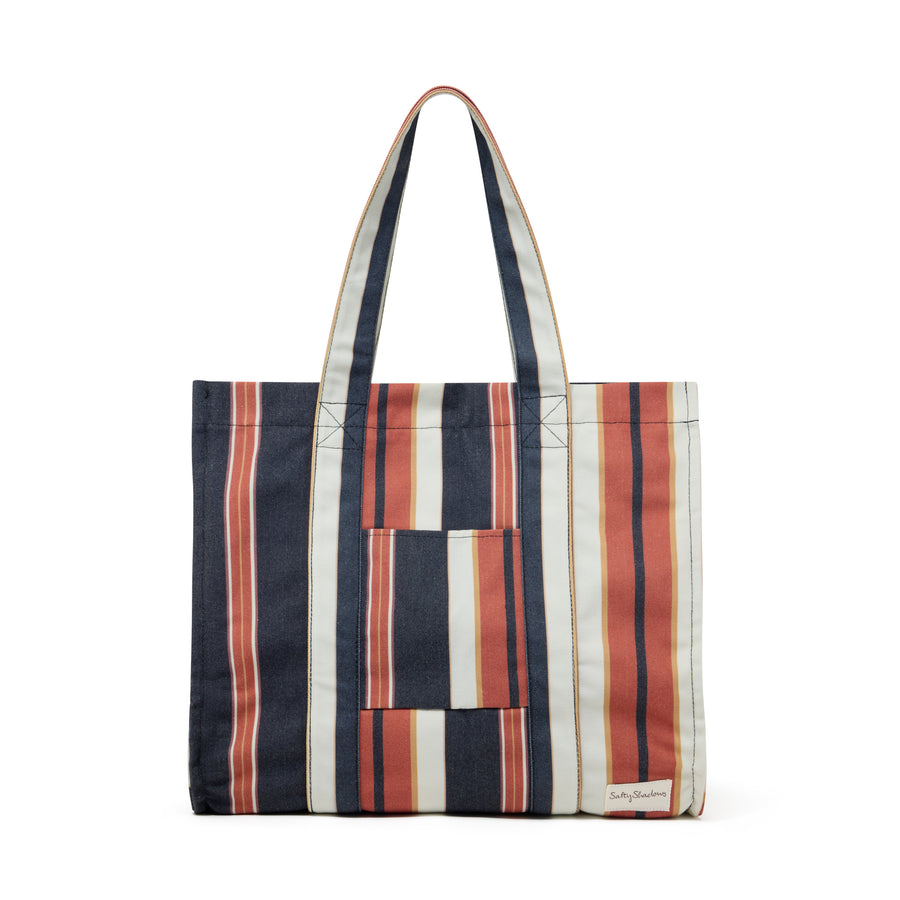 Brown Stripe Oversized Canvas Beach Bag